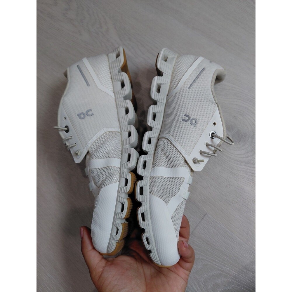 On Cloud Womens Cloud 5 Sand White Running Shoes Size 9.5 Mesh Low Top - Picture 11 of 13